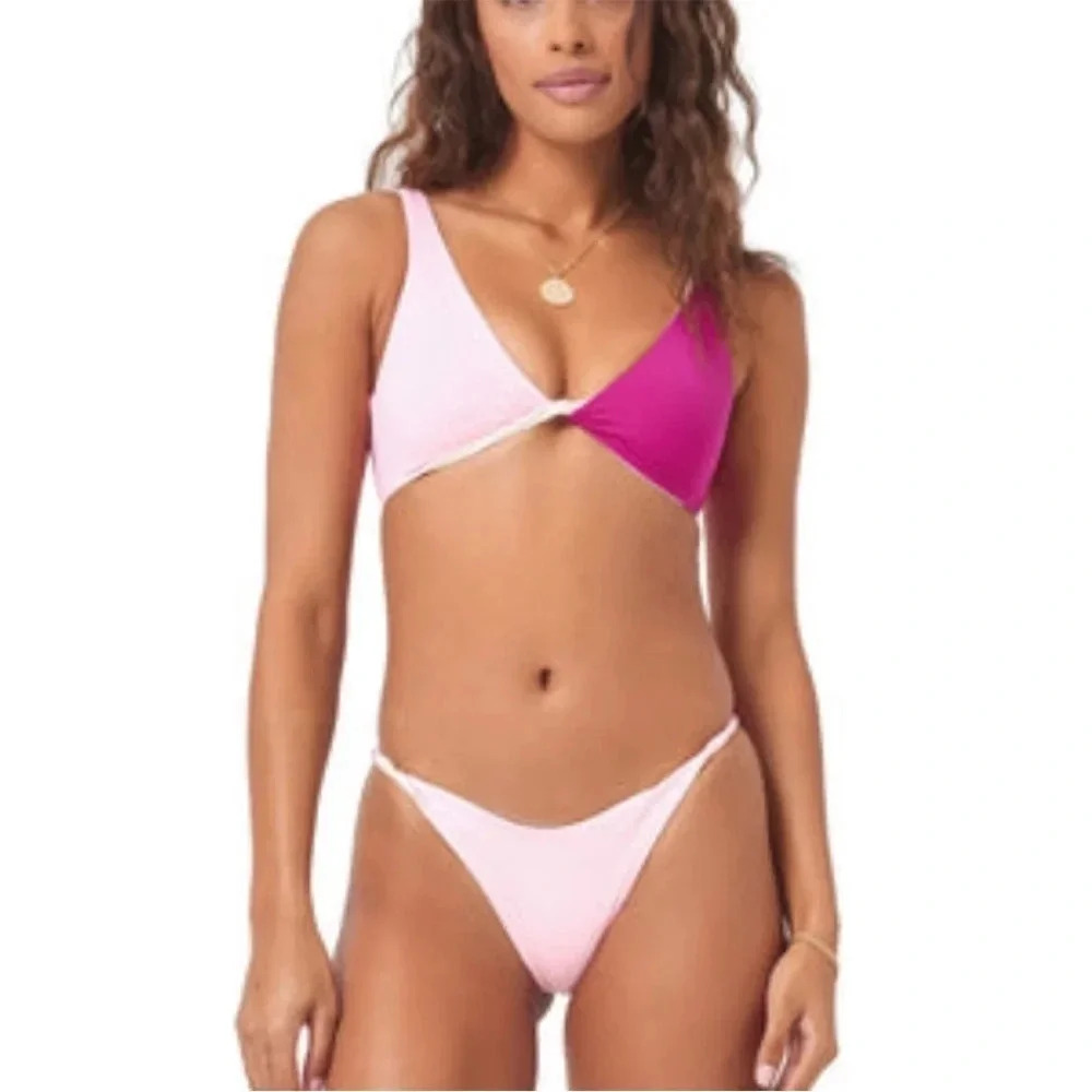 L* Space pink luna bikini bottom